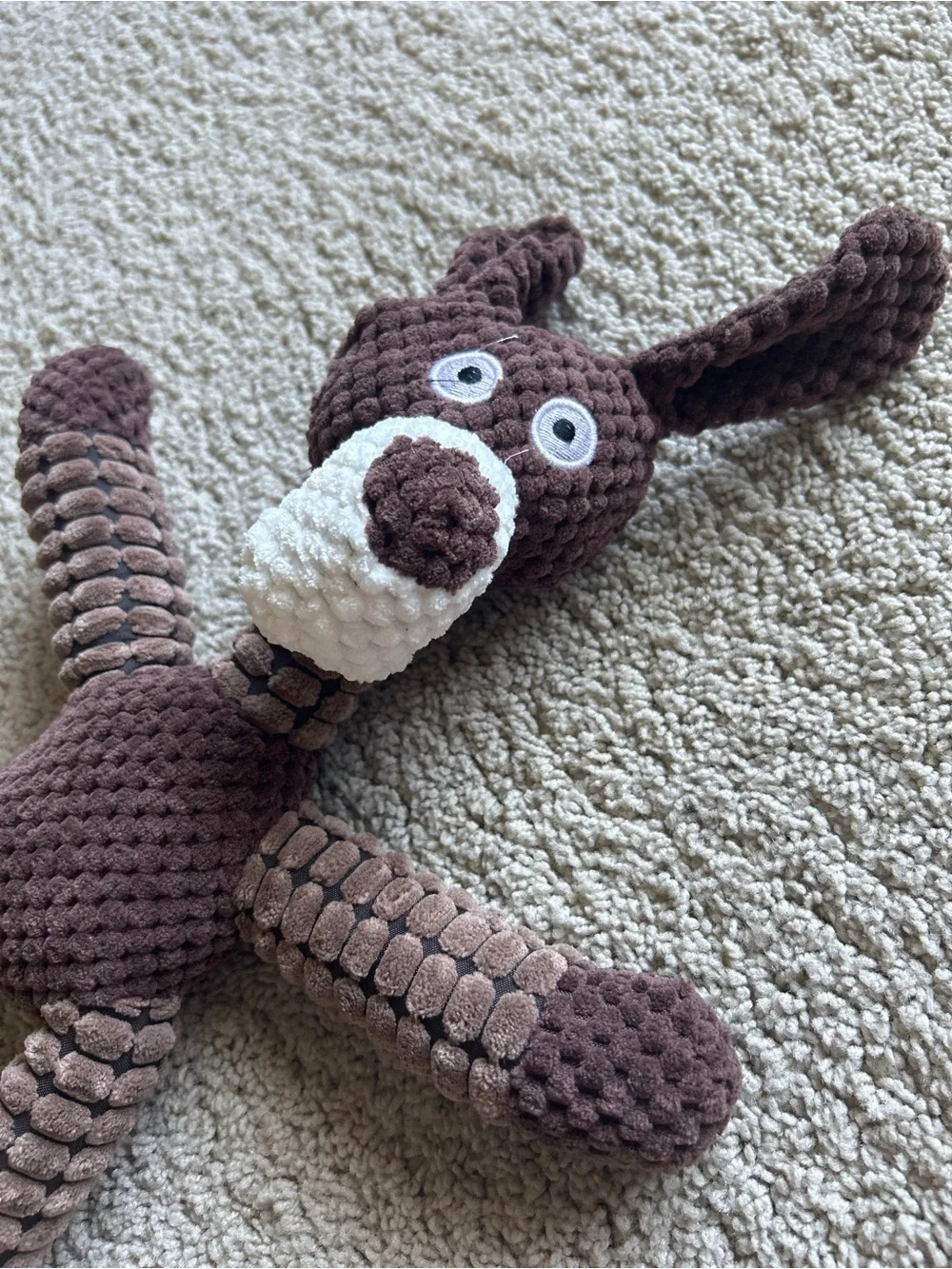 Textured Corduroy Plush Donkey Dog Squeaker Toy NWOT
